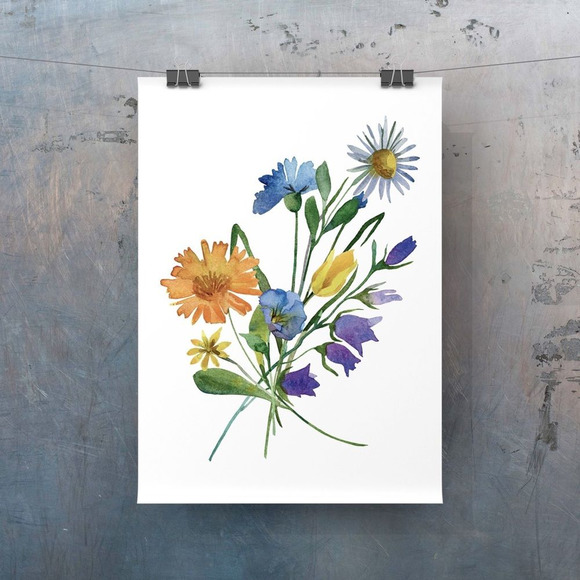 Watercolor Wildflowers Botanical Digital Art Print Set of Three - Picture 7 of 15